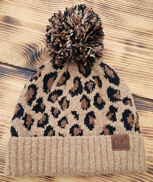 Leopard CC Hat w/pom