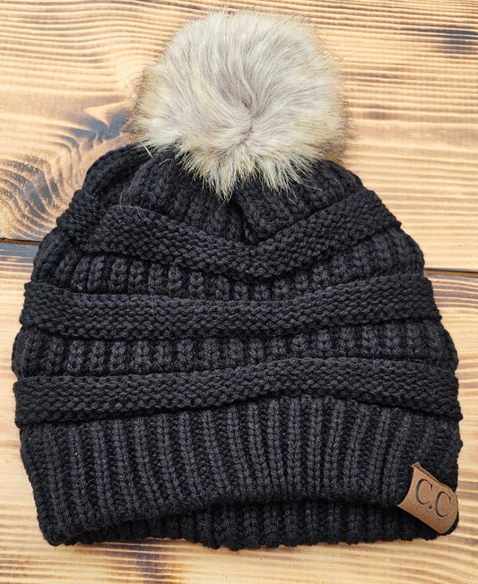 Black CC Hat w/pom