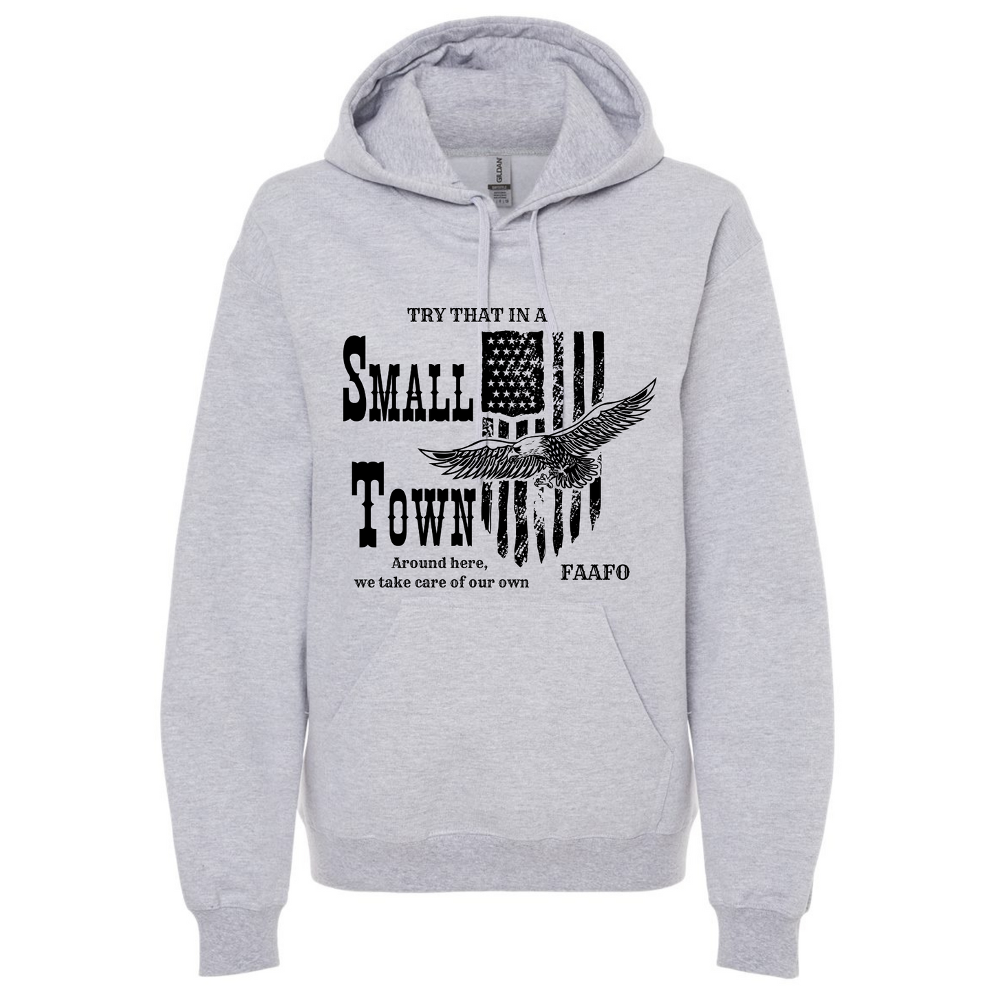 Small Town Eagle  FRONT PRINT HOODIE