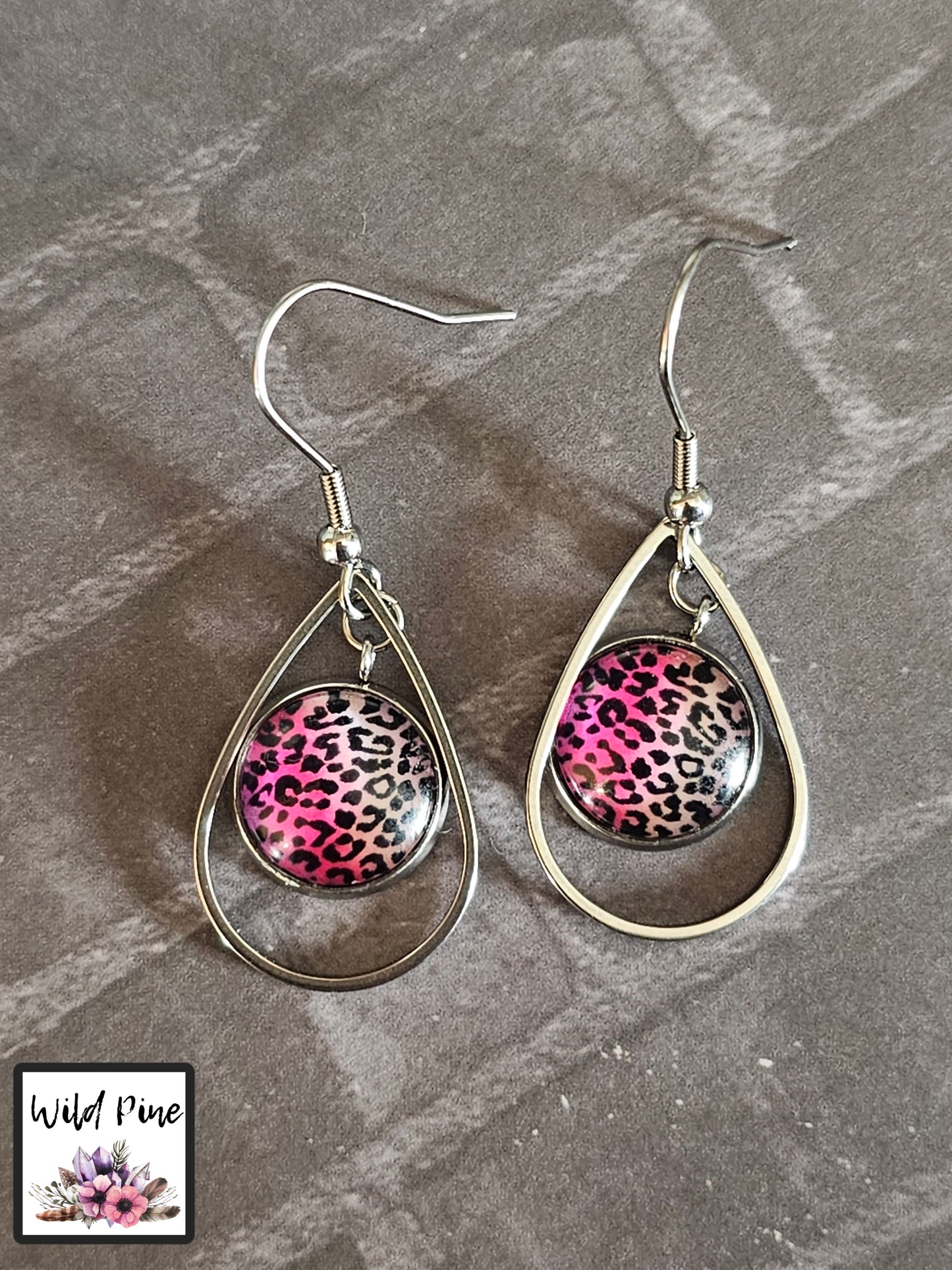 Pink-Purple Leopard 12MM TEAR DROP